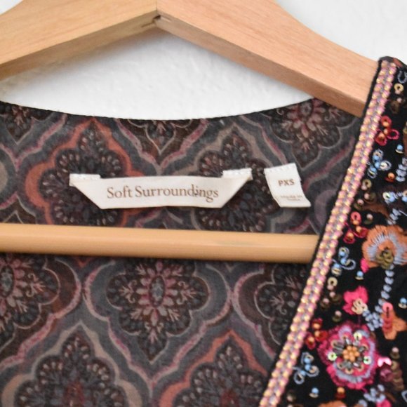 Soft Surroundings Mosaic Boho Embroidered & Beaded Blouse - Picture 7 of 12